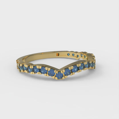 0.36 cttw Simulated Tanzanite Round Cut Yellow Gold Eternity Wedding Band