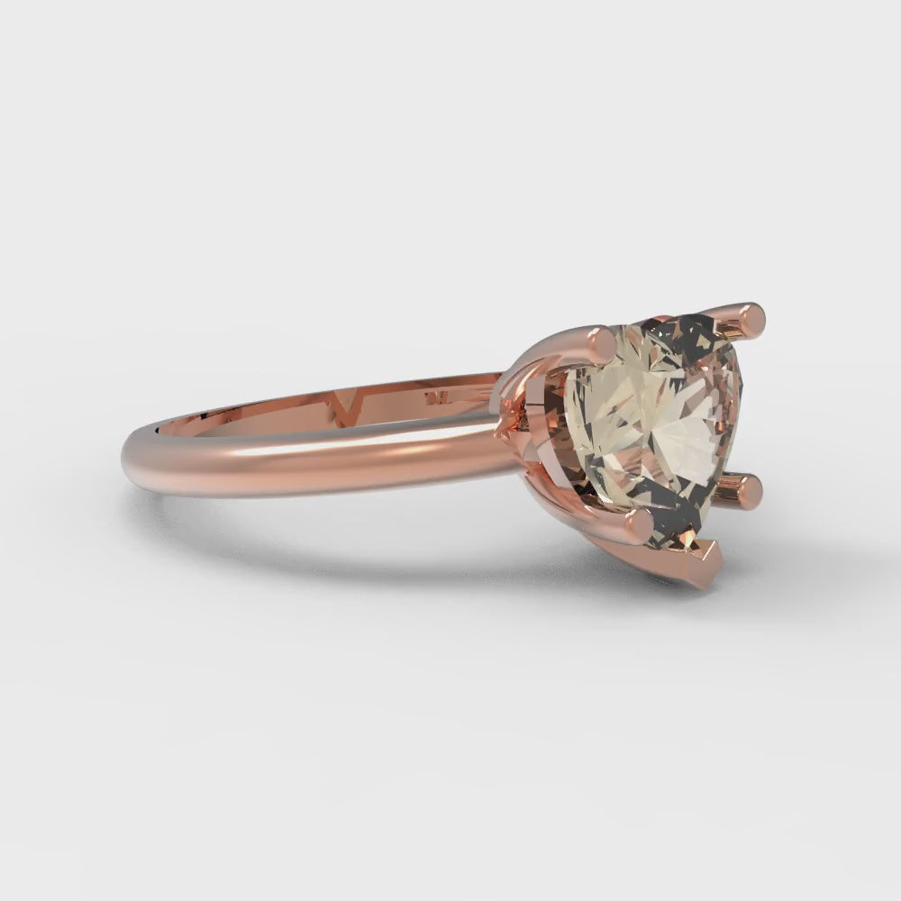 2 cttw Natural Morganite Solitaire  Engagement Ring - Solid Gold (Heart Cut,8mm)