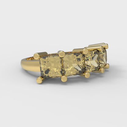 2.5 cttw Simulated Yellow Diamond Princess Cut Yellow Gold Eternity Wedding Band