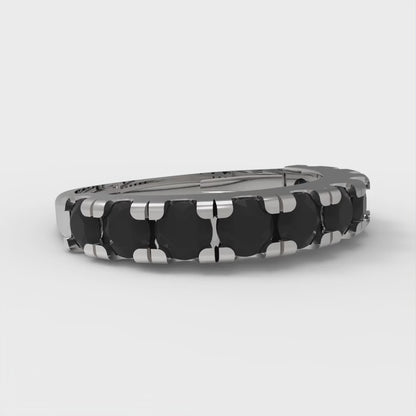 1 cttw Natural Onyx Round Cut White Gold Eternity Wedding Band