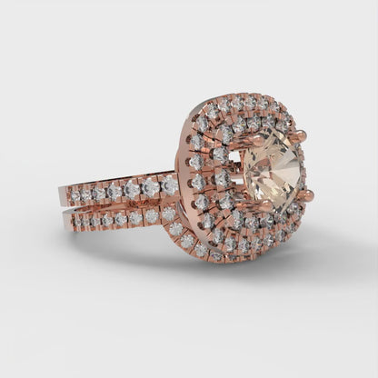 1.7825 cttw Round Cut Yellow Moissanite Bridal Set - Solid Rose Gold Engagement Ring & Wedding Band