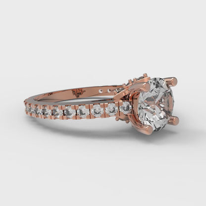 1.465 cttw Zirconia Simulated Diamond Solitaire with Zirconia Simulated Diamond Accents Engagement Ring - Solid Gold (VVS1, Round Cut,6.5mm)