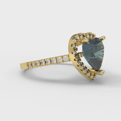 2.285 cttw Natural London Blue Topaz Hidden Halo Engagement Ring - Solid Gold (Heart Cut,8mm)