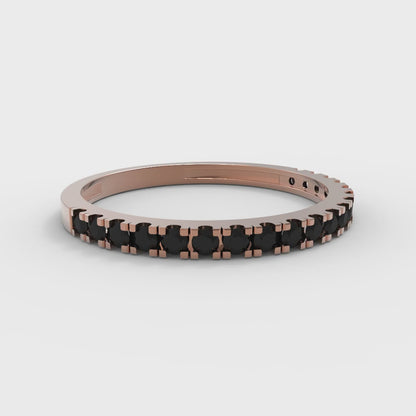 0.285 cttw Natural Onyx Round Cut Rose Gold Eternity Wedding Band