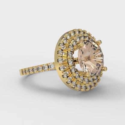 2.6 cttw Yellow Moissanite Hidden Halo Engagement Ring - Solid Yellow Gold (VVS1, Round Cut,8.0mm)