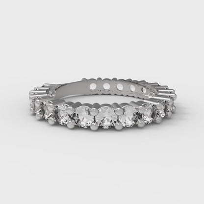 1.26 cttw White Sapphire Round Cut White Gold Eternity Wedding Band