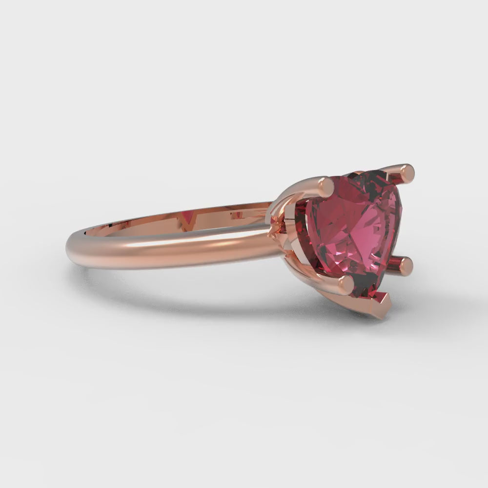 2 cttw Natural Garnet Solitaire  Engagement Ring - Solid Gold (Heart Cut,8mm)