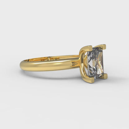 1 cttw Certified Moissanite Solitaire  Engagement Ring - Solid Gold (VVS1, D-F,Emerald Cut,7X5mm)