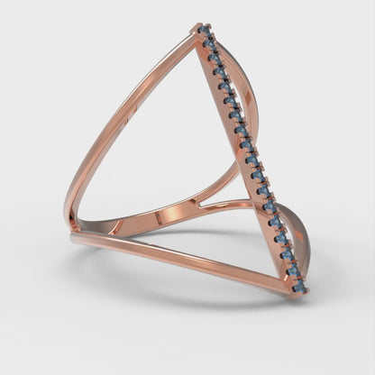 0.09 cttw Simulated Tanzanite Statement Engagement Ring - Solid Rose Gold (VVS1, Round Cut,1.0mm)