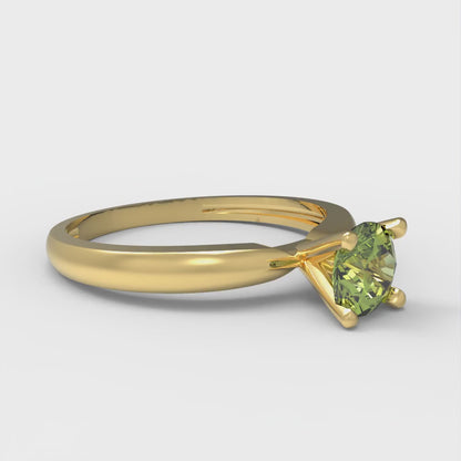 0.5 cttw Natural Peridot Solitaire  Engagement Ring - Solid Gold (Round Cut,5.0mm)