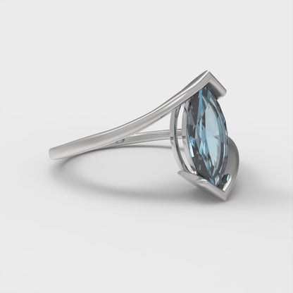 1 cttw Natural Sky Blue Topaz Solitaire  Engagement Ring - Solid Gold (Marquise Cut,10x8mm )