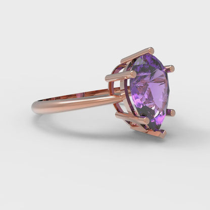 2 cttw Simulated Alexandrite Solitaire  Engagement Ring - Solid Gold (Pear Cut,10x7mm)