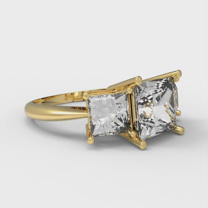 2.5 cttw White Sapphire Three-Stone Engagement Ring - Solid Gold (Princess Cut,6.5 mm)