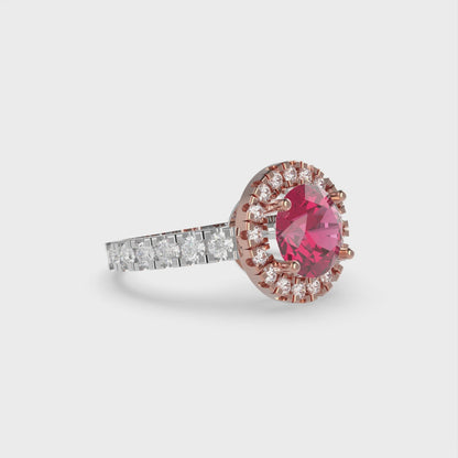 1.86 cttw Simulated Pink Tourmaline Solitaire with Zirconia Simulated Diamond Accents Engagement Ring - Solid White/Rose Gold (VVS1, Round Cut,7.5mm)