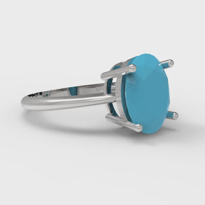 2.5 cttw Simulated Turquoise Solitaire  Engagement Ring - Solid Gold (Oval Cut,9.5x7.5mm)