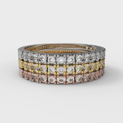 0.855 cttw Moissanite Round Cut White/Rose/Yellow Gold Eternity Wedding Band