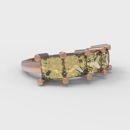 2.5 cttw Simulated Yellow Diamond Princess Cut Rose Gold Eternity Wedding Band