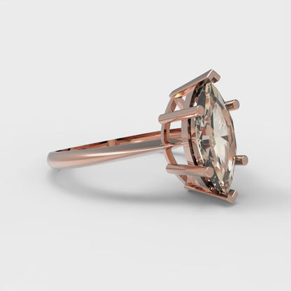 1.5 cttw Natural Morganite Solitaire  Engagement Ring - Solid Gold (Marquise Cut ,11x5.5mm)