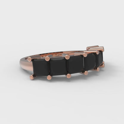 1.75 cttw Natural Onyx Princess Cut Rose Gold Eternity Wedding Band