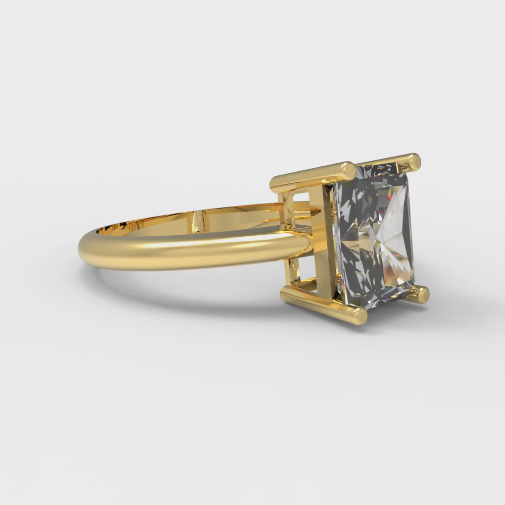 1.75 cttw Certified Moissanite Solitaire  Engagement Ring - Solid Gold (VVS1, D-F,Radiant Cut,7.5x5.5mm)