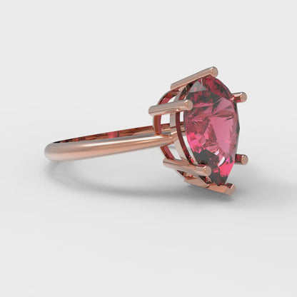 2 cttw Simulated Ruby Solitaire  Engagement Ring - Solid Gold (Pear Cut,10x7mm)