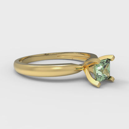 0.5 cttw Zirconia Simulated Green Diamond Solitaire  Engagement Ring - Solid Gold (VVS1, Princess Cut,4mm)