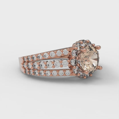 1.83 cttw Yellow Moissanite Hidden Halo Engagement Ring - Solid Gold (Round Cut,6.5mm)