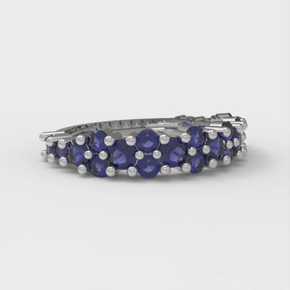 0.98 cttw Simulated Blue Sapphire Round Cut White Gold Eternity Wedding Band