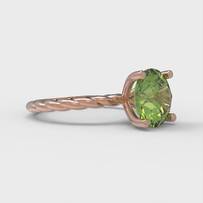 2 cttw Natural Peridot Solitaire  Engagement Ring - Solid Gold (Round Cut,8.0mm)
