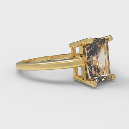 2 cttw Yellow Moissanite Solitaire  Engagement Ring - Solid Gold (Emerald Cut,8x6mm)