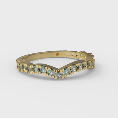 0.36 cttw Natural Aquamarine Round Cut Yellow Gold Eternity Wedding Band
