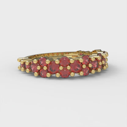 0.98 cttw Simulated Ruby Round Cut Yellow Gold Eternity Wedding Band
