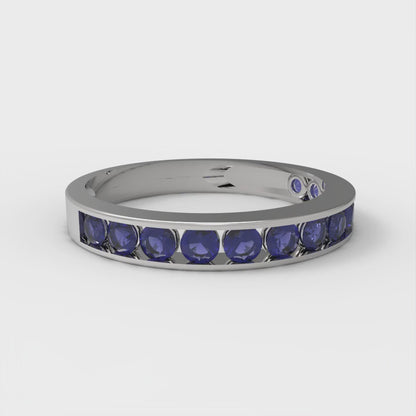 0.39 cttw Simulated Blue Sapphire Round Cut White Gold Eternity Wedding Band