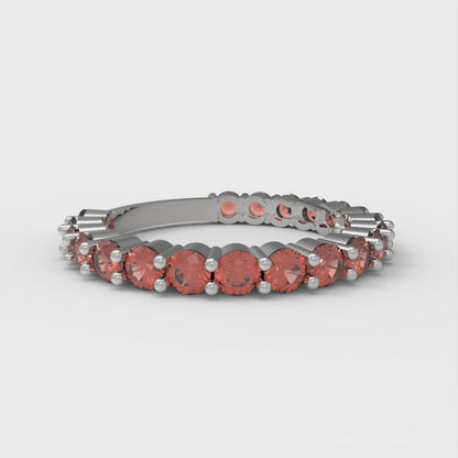 1.2 cttw Simulated Red Diamond Round Cut White Gold Eternity Wedding Band