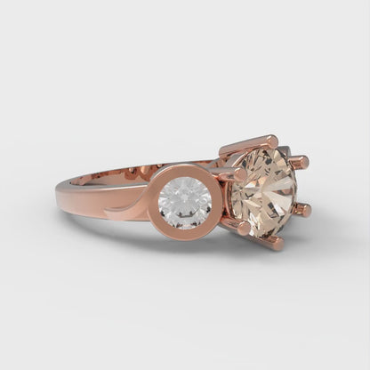 1.72 cttw Yellow Moissanite Three-Stone Engagement Ring - Solid Gold (Round Cut,6.5mm)