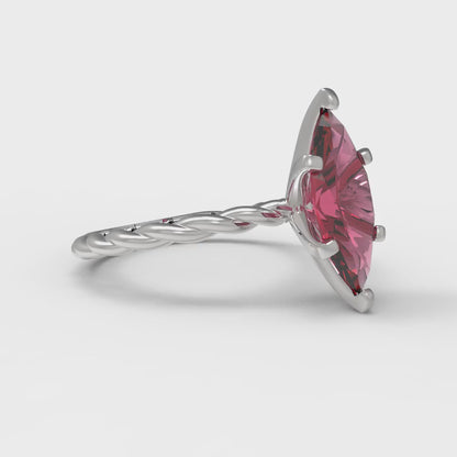 2 cttw Natural Garnet Solitaire  Engagement Ring - Solid Gold (Marquise Cut,12x6mm )