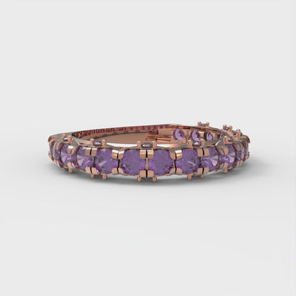 3.13 cttw Natural Amethyst Round Cut Rose Gold Eternity Wedding Band