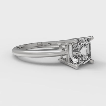 1 cttw Moissanite Solitaire  Engagement Ring - Solid White Gold (VVS1, Asscher Cut,6mm)