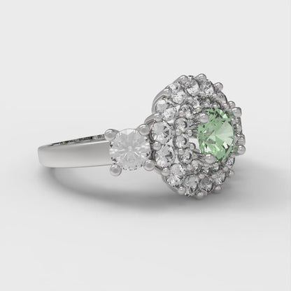 1.4 cttw Zirconia Simulated Green Diamond Hidden Halo Engagement Ring - Solid Gold (VVS1, Round Cut,5.0mm)
