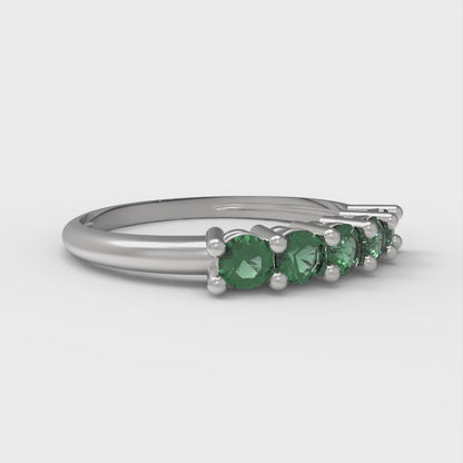 0.35 cttw Simulated Emerald Round Cut White Gold Eternity Wedding Band