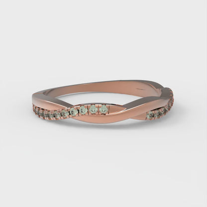 0.16 cttw Simulated Green Diamond Round Cut Rose Gold Eternity Wedding Band