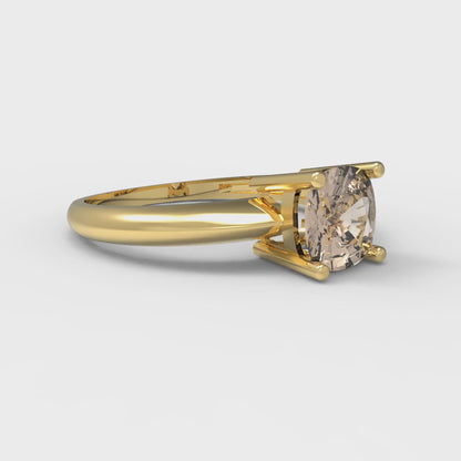 1 cttw Yellow Moissanite Solitaire  Engagement Ring - Solid Gold (Cushion Cut,6mm)