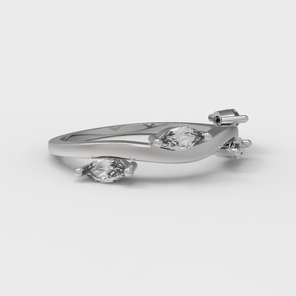 0.4 cttw Moissanite Marquise Cut White Gold Eternity Wedding Band