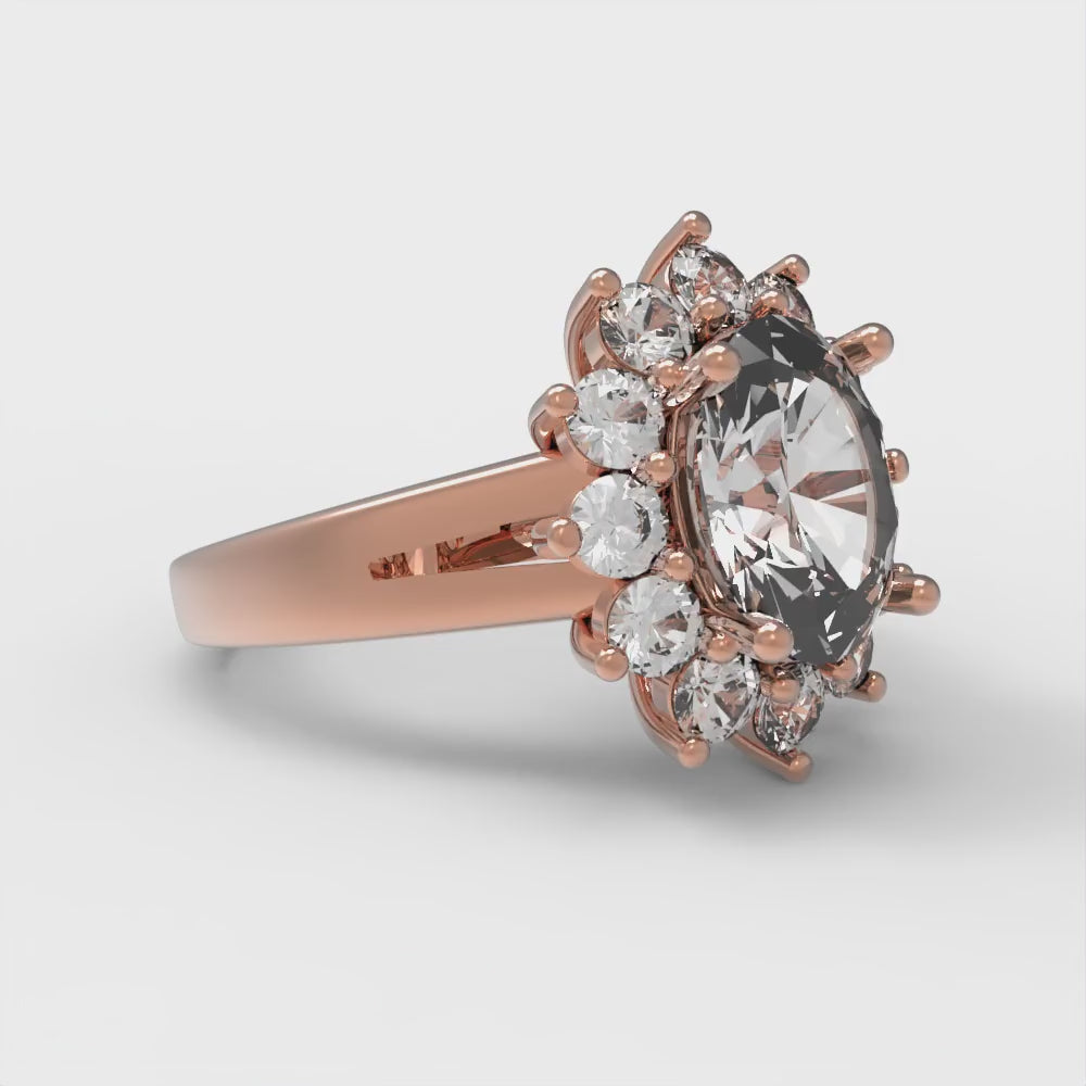 2.72 cttw Zirconia Simulated Diamond Hidden Halo Engagement Ring - Solid Gold (VVS1, Oval Cut,9x7mm)