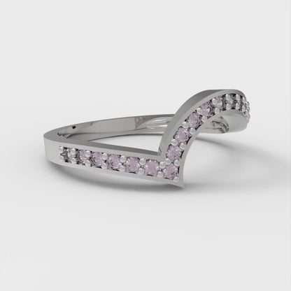 0.165 cttw Simulated Pink Diamond Round Cut White Gold Eternity Wedding Band