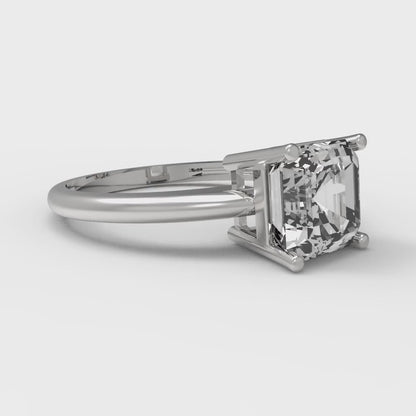 1.5 cttw White Sapphire Solitaire  Engagement Ring - Solid Gold (Asscher Cut,6.5mm)