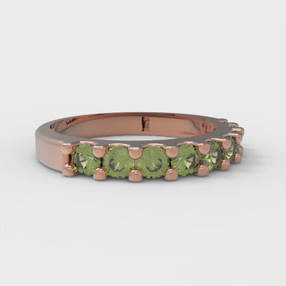 0.63 cttw Natural Peridot Round Cut Rose Gold Eternity Wedding Band