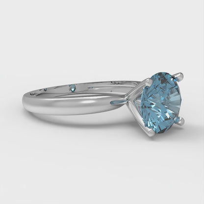 1.5 cttw Natural Sky Blue Topaz Solitaire  Engagement Ring - Solid Gold (Round Cut,7.5mm)