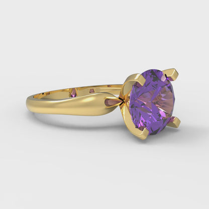 2.5 cttw Simulated Alexandrite Solitaire  Engagement Ring - Solid Gold (Round Cut,8.5mm)