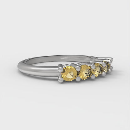0.35 cttw Natural Citrine Round Cut White Gold Eternity Wedding Band